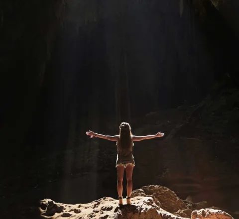 Site cérémoniel maya dans une grotte, véritable cathédrale naturelle, Yucatan, Mexique, Oasis