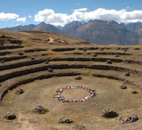 Cercle de méditation à Moray, Pérou, Oasis