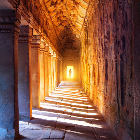 The monks in Angkor Wat, Siam Reap, Cambodge