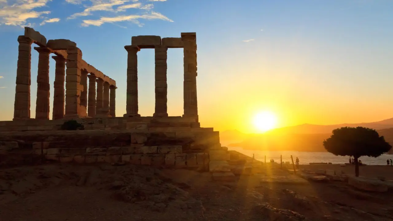 Grèce Temple poseidon coucher soleil 2