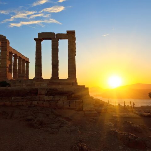 Grèce Temple poseidon coucher soleil 2